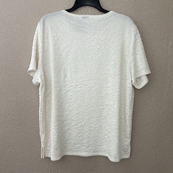Women’s Bon Worth Crinkle Stretch Short Sleeve Top, XLP, Off White - Picture 5 of 5